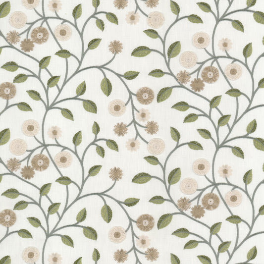 STOUT TEXTILES  MULTIPURPOSE,EMBROIDERIES TRADITIONAL, FLORAL AVOCADO   - ALMA-1
