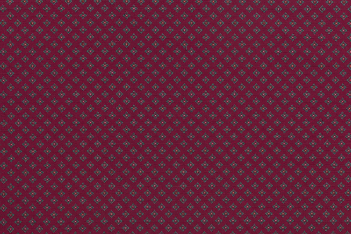 SCALAMANDRE OUTLET  FABRIC STELLA GEOMETRIC  FABRIC GREEN ON BURGUNDY   - AM D2092120