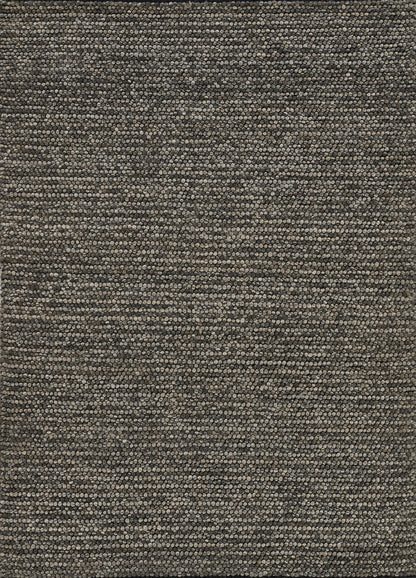 Close-up of a brown taupe speckled loop-pile carpet with pebble texture; earthy area rug.