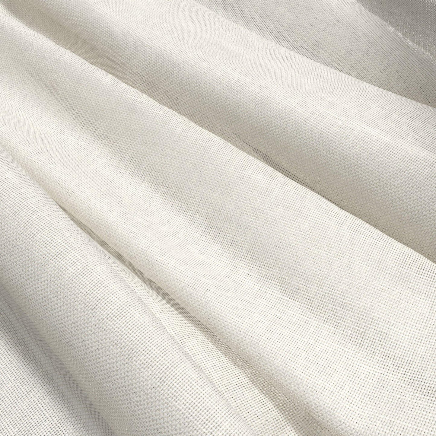 Cream-colored textured woven fabric with a sheer, lightweight drape and soft folds.