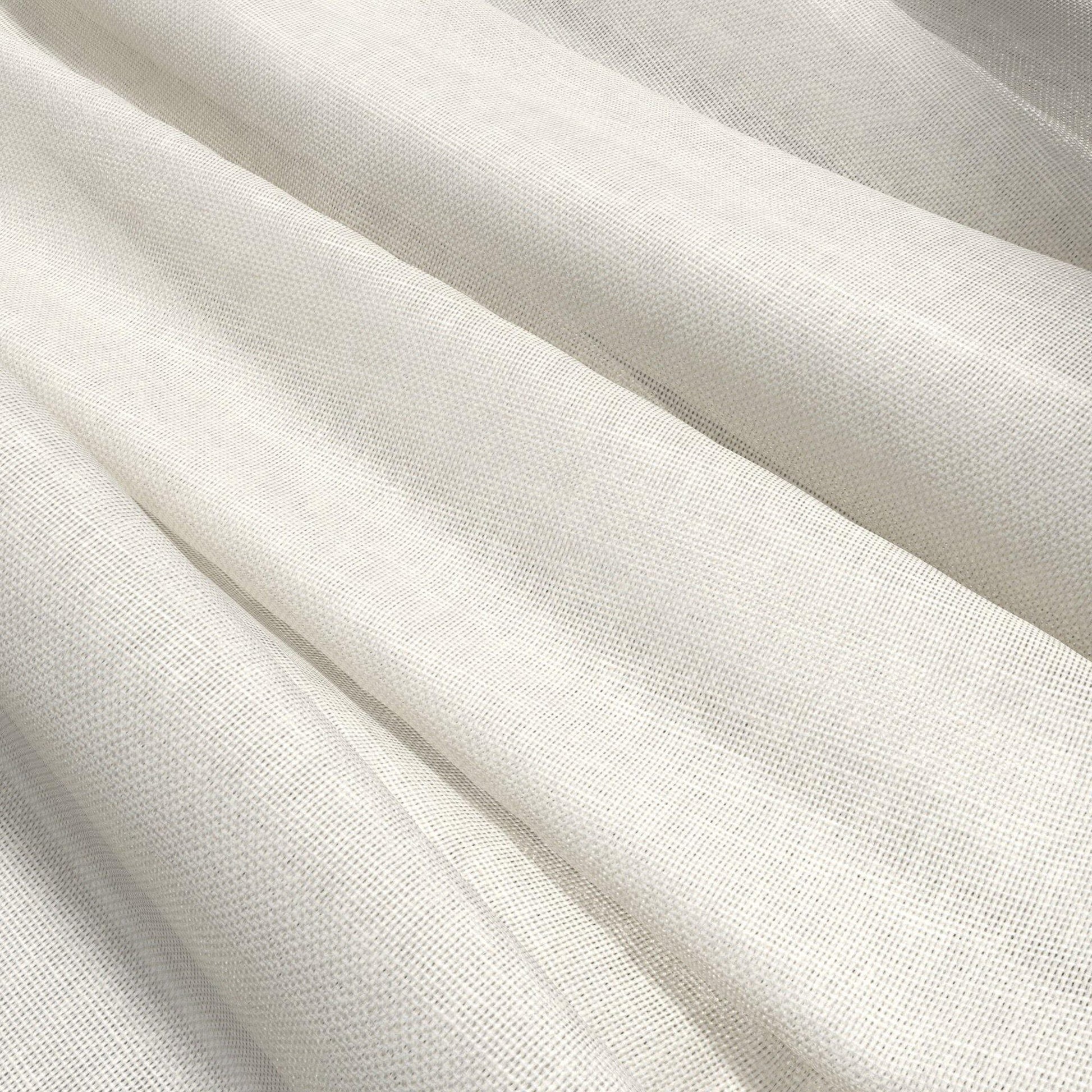 Cream-colored textured woven fabric with a sheer, lightweight drape and soft folds.