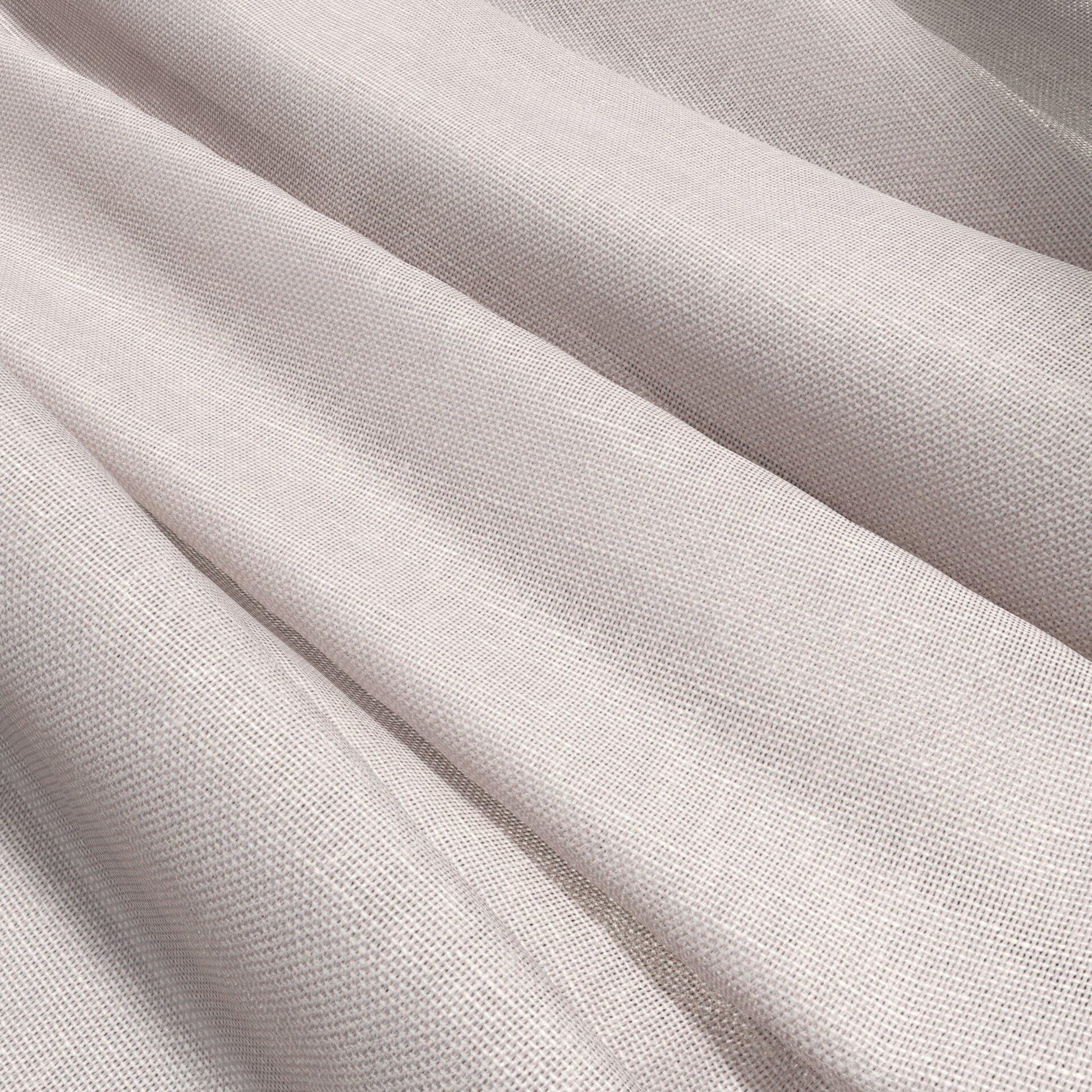 Pink textured plain-weave fabric with a visible weave; sheer, wide-width material suitable for curtains or light garments.