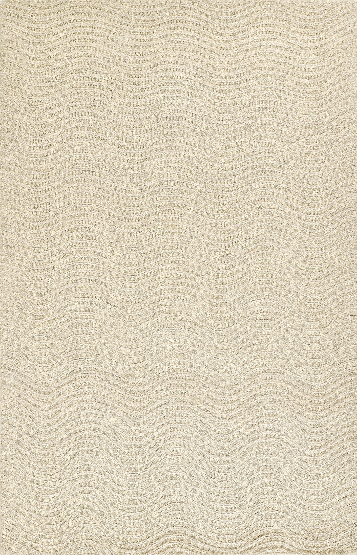 Beige fabric with cream wavy stripe texture; soft, textured weave for upholstery or drapery.