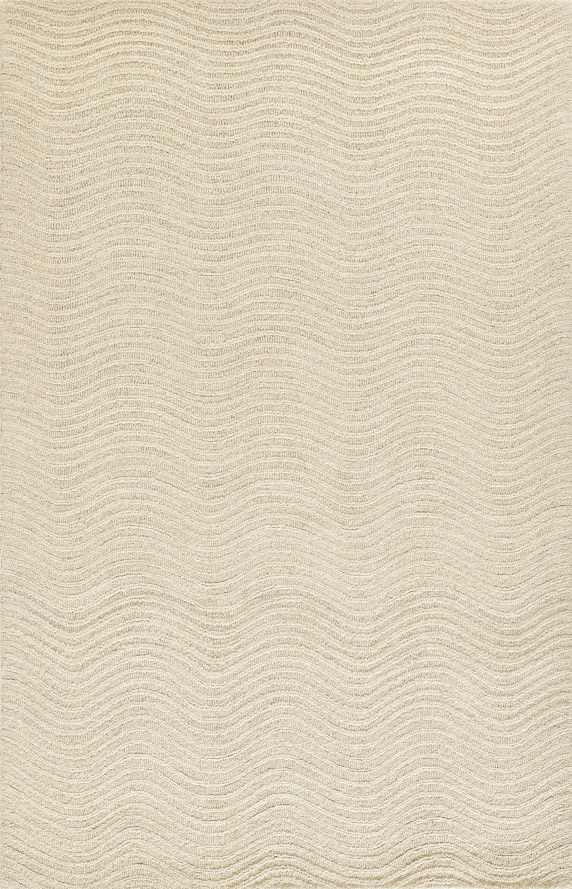 Beige fabric with cream wavy stripe texture; soft, textured weave for upholstery or drapery.
