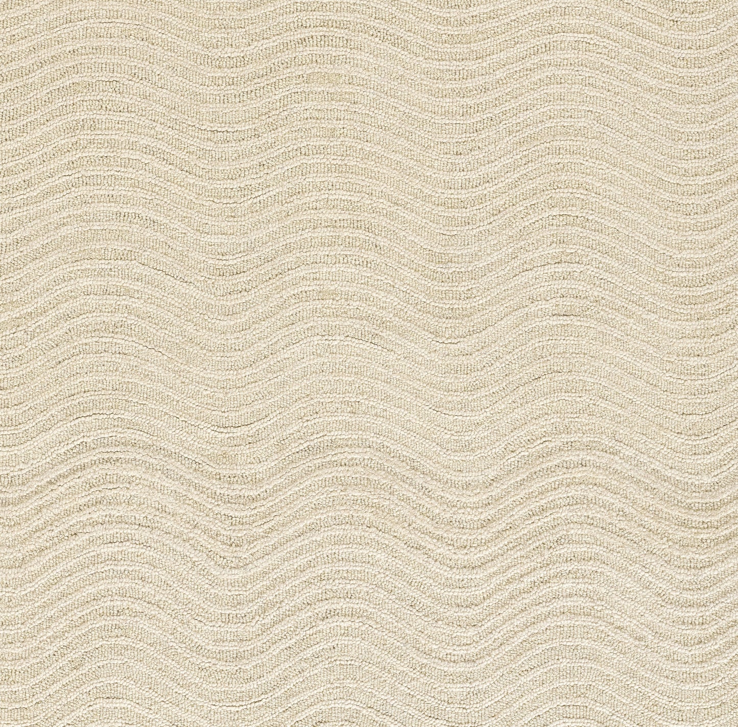 Cream beige woven rug with subtle, wavy rib texture for a warm neutral decor accent