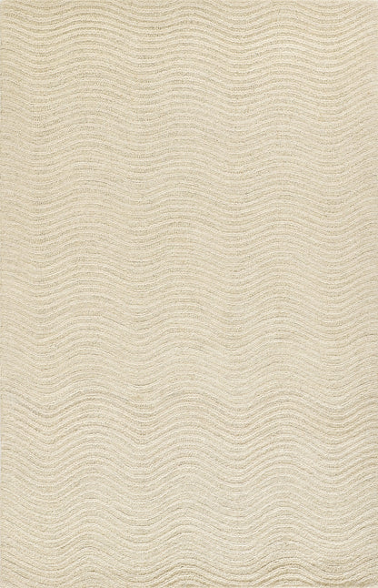 Beige textured fabric with soft, wavy horizontal ribbing and subtle woven texture.