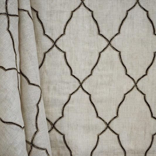JF Fabrics JF Studio ARPEL 97 Fabric Transitional,Diamond,Metallic Black,Creme,Beige,Grey,Silver,Taupe  Embroidery,Linen,Texture - 5084997 SJ101