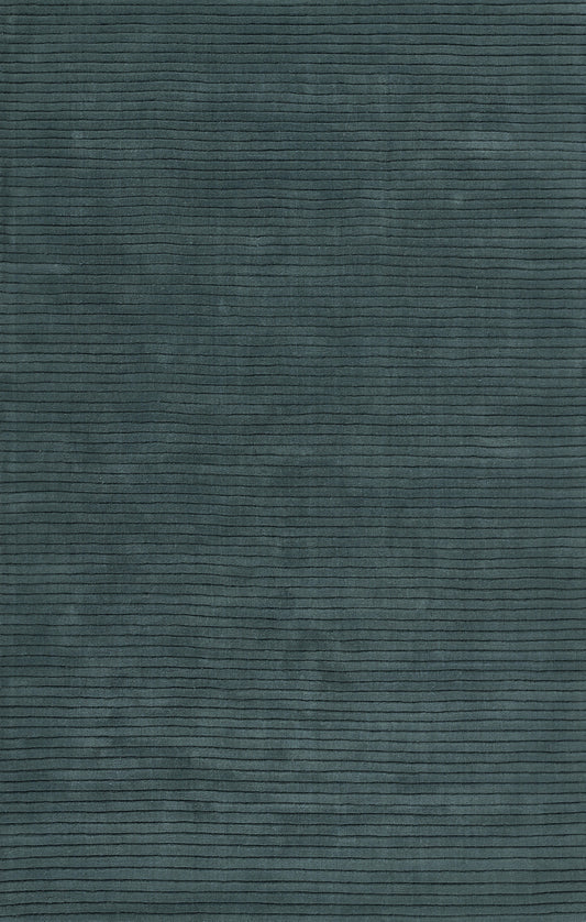 Deep teal ribbed fabric with fine horizontal stripes, soft textured textile for upholstery or apparel.