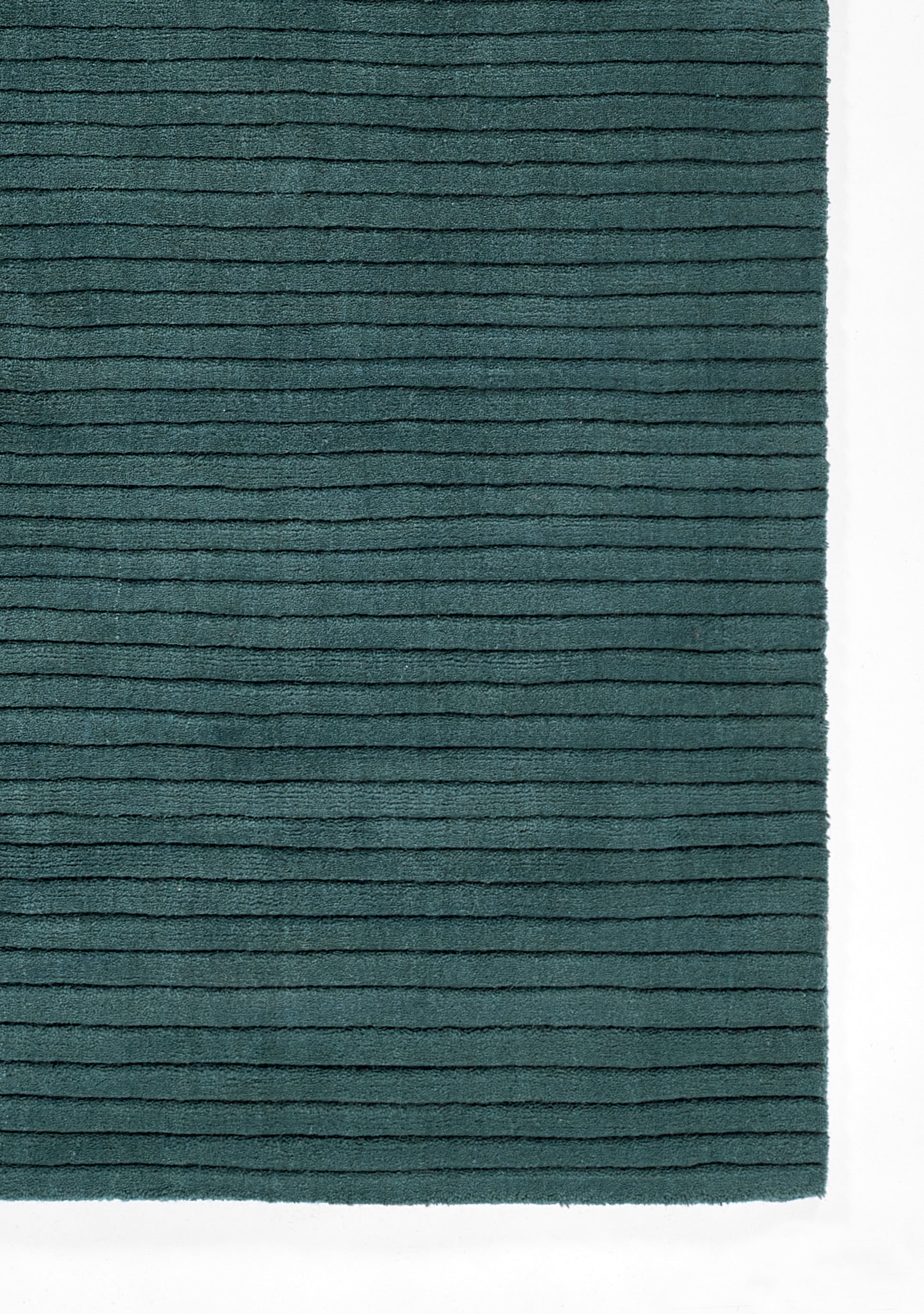 Teal ribbed fabric swatch with even horizontal ridges; soft textile for apparel and upholstery.