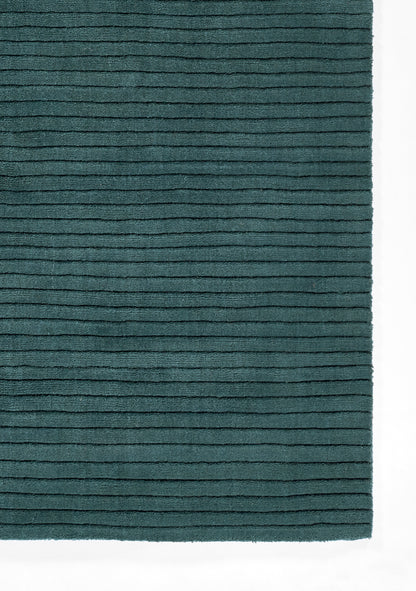 Teal ribbed fabric swatch with even horizontal ridges; soft textile for apparel and upholstery.