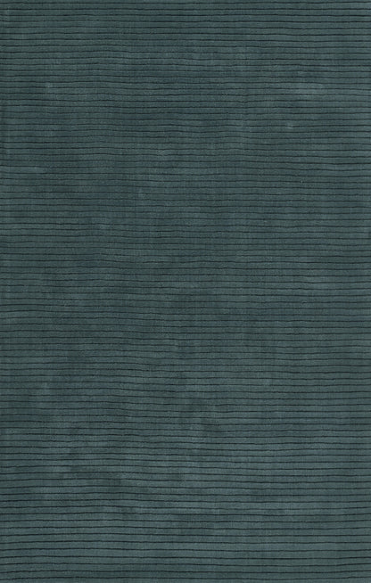 Teal-blue ribbed fabric swatch with fine horizontal stripes and corduroy texture, ideal for upholstery or apparel.