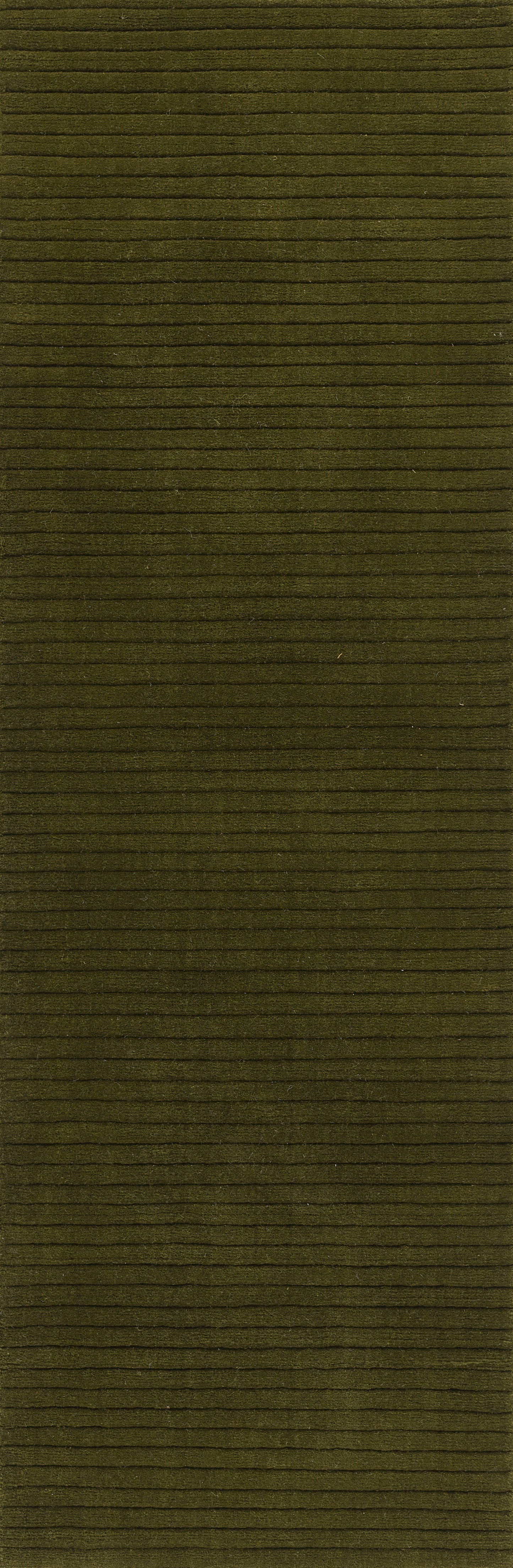 Olive green woven fabric with thin horizontal stripes; rectangular textile swatch for upholstery or crafts