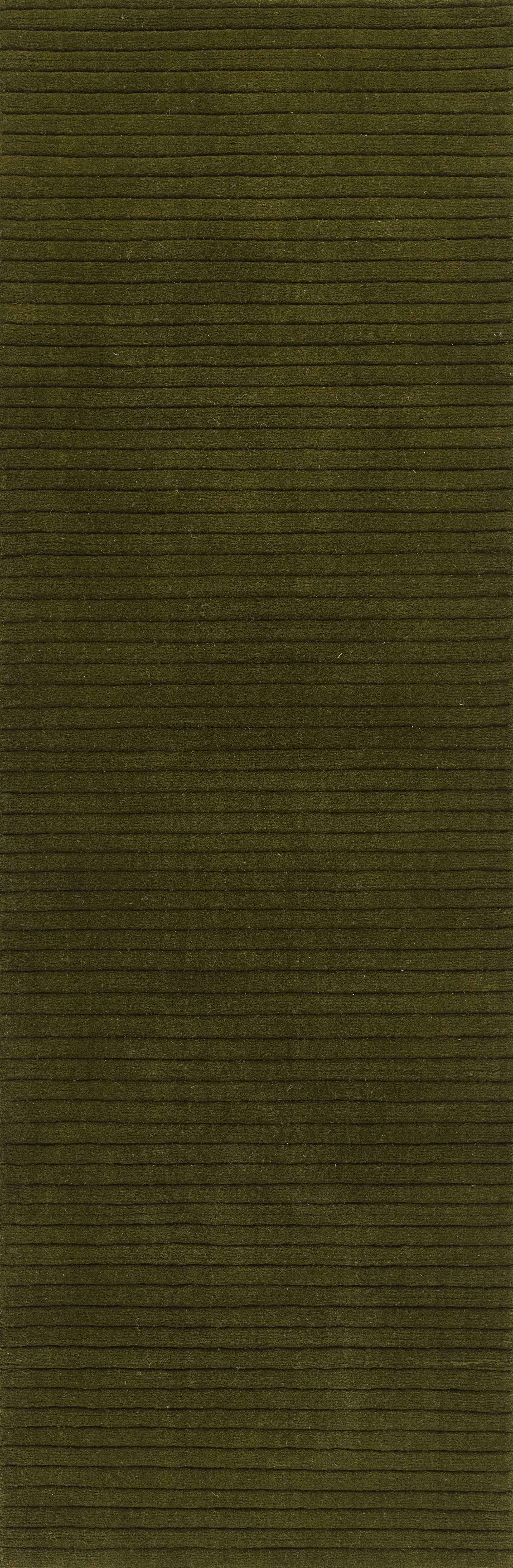 Olive green woven fabric with thin horizontal stripes; rectangular textile swatch for upholstery or crafts