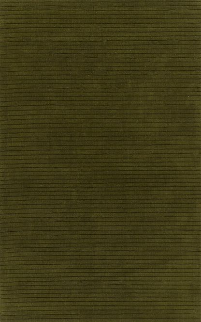 Olive green corduroy fabric swatch with fine, narrow ridges.