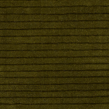 Olive green rug close-up with corduroy-like texture and horizontal ribbed stripes, 3' x 8' runner