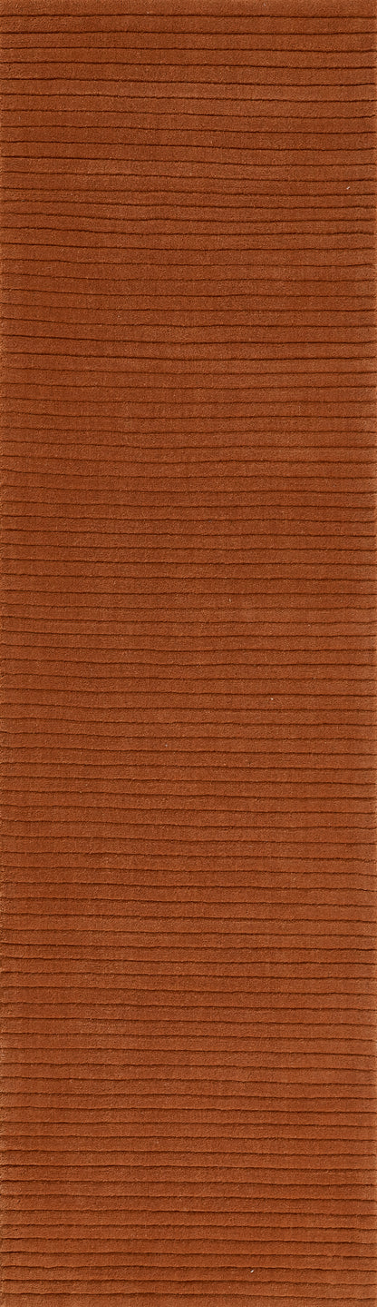 Rust brown corduroy fabric swatch with horizontal ridges.