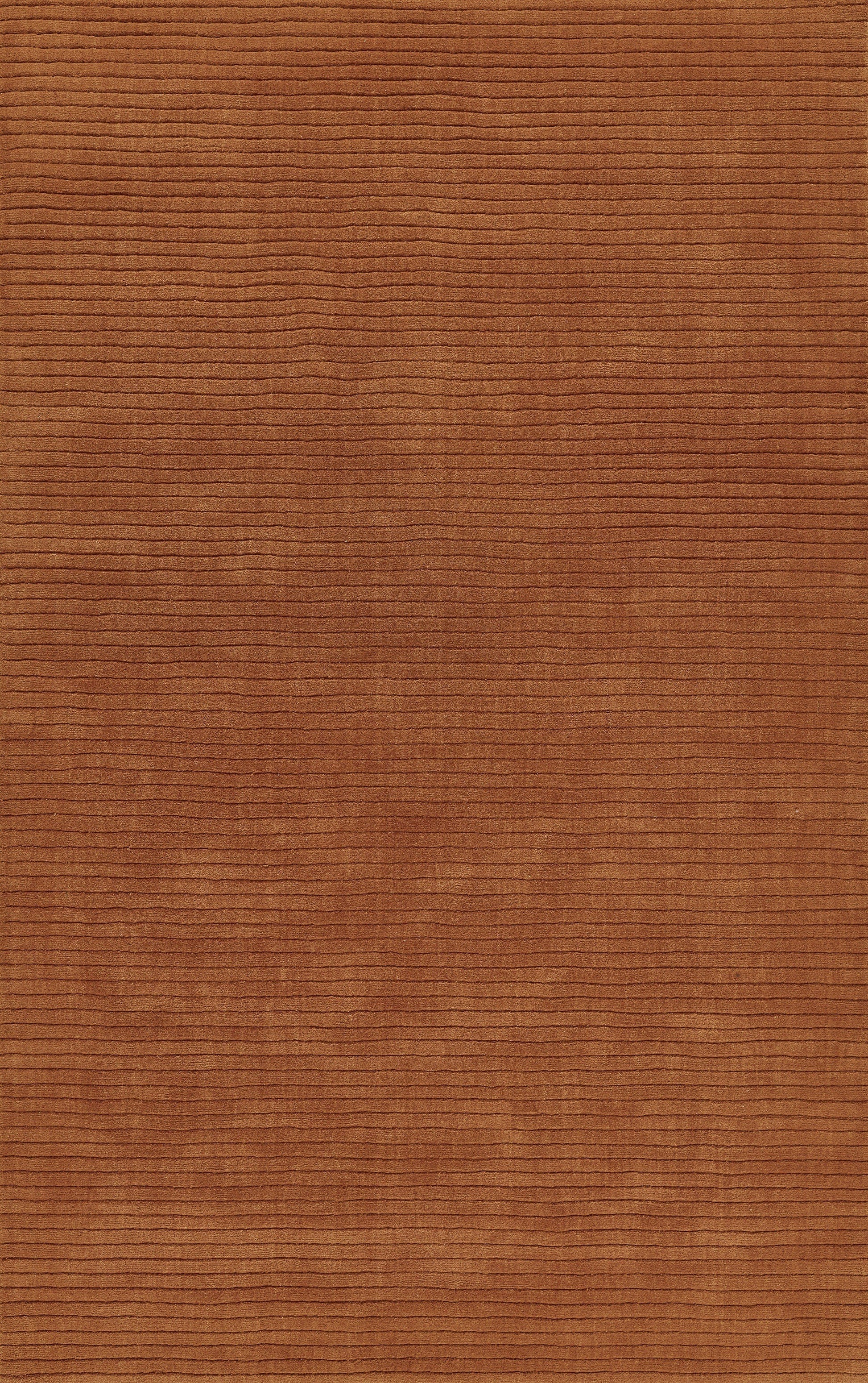 Orange-brown rug with a corduroy-like ribbed texture.
