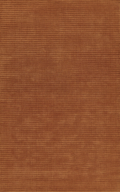 Orange-brown rug with a corduroy-like ribbed texture.