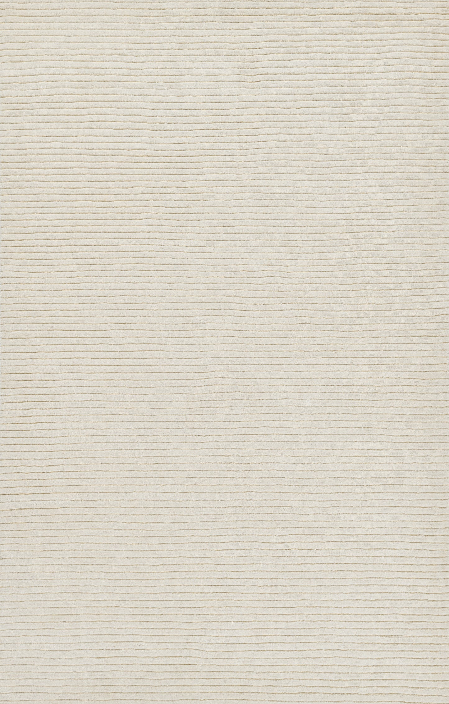 Off-white textured flat-weave rug with subtle horizontal ridges; 2' x 4' living room rug.