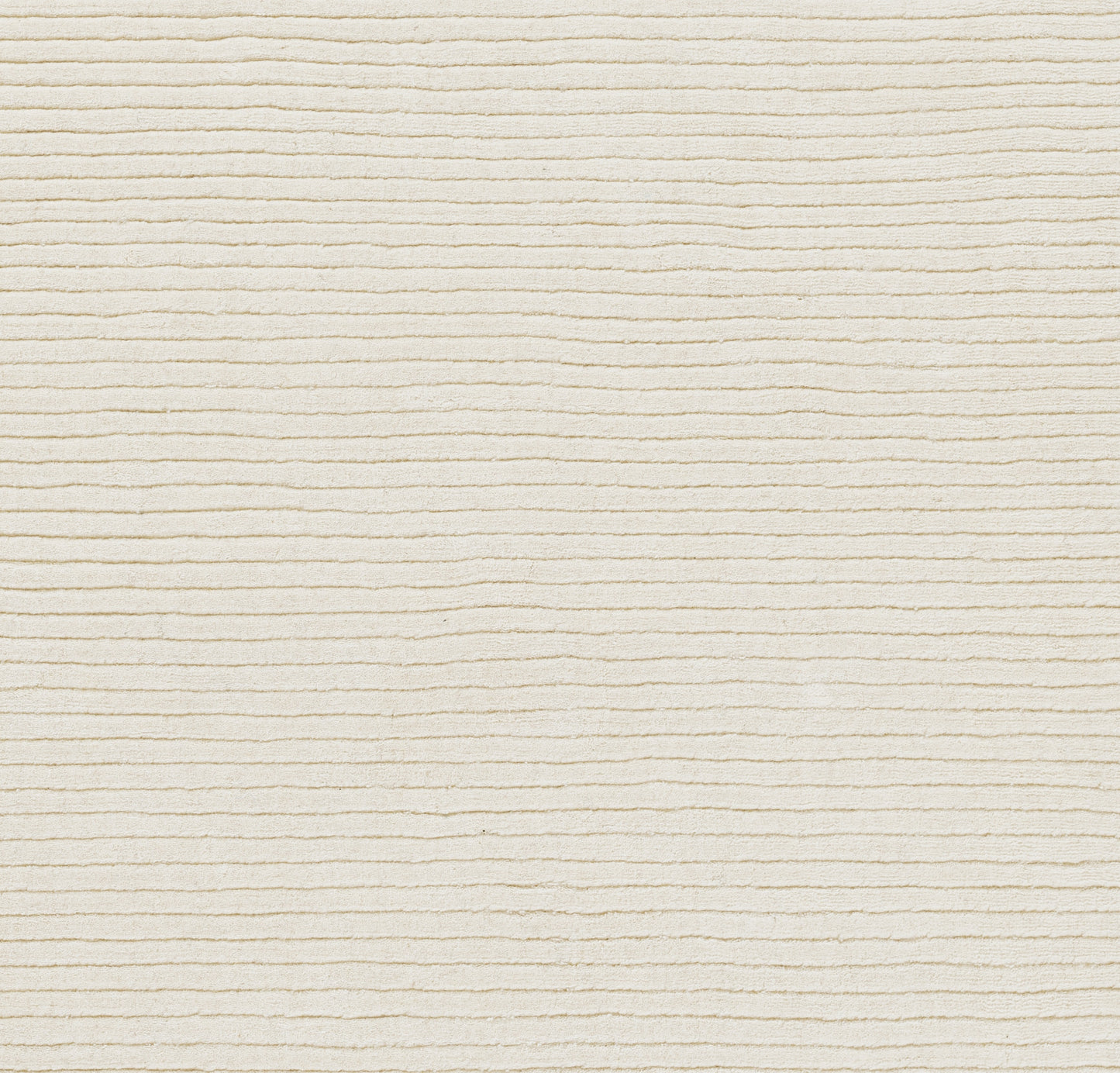 Cream textured fabric swatch with thin horizontal ridges and subtle waviness, soft and cozy.