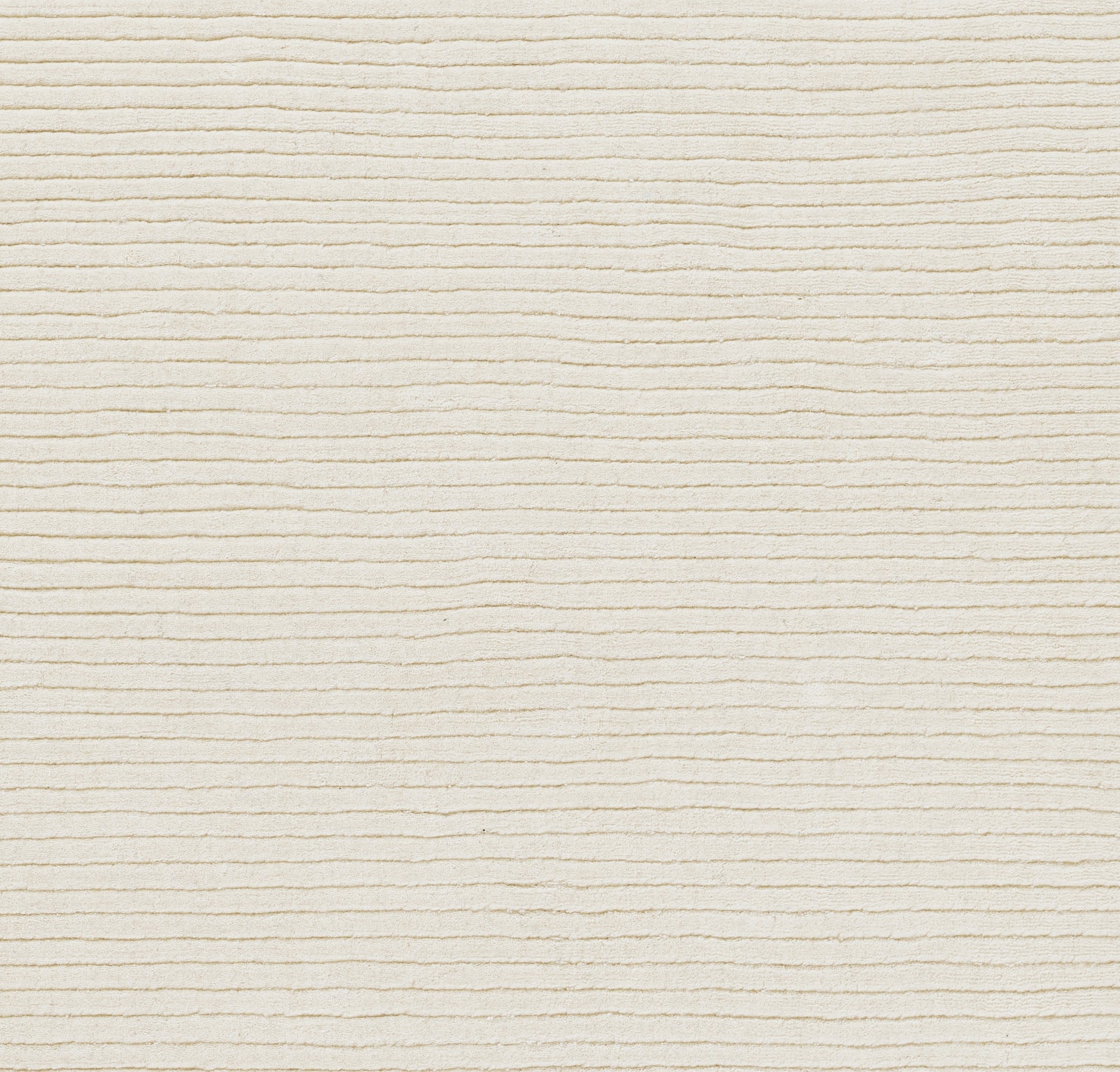 Cream corduroy-like fabric close-up with horizontal ridges; soft textured upholstery material.