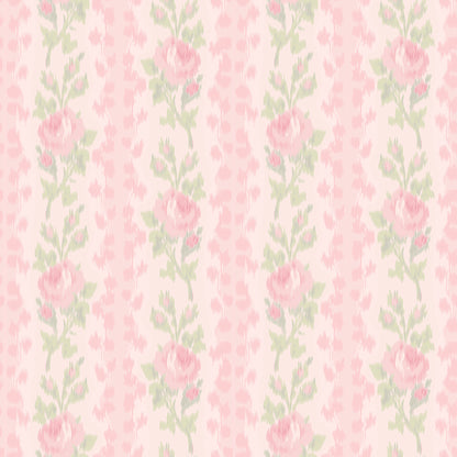 York Wallcoverings A-Street Prints Blooming Heirloom Strawberry Macaron Rose Stripe Wallpaper Botanical Whimsical Strawberry Macaron  Wallpaper - AST6493