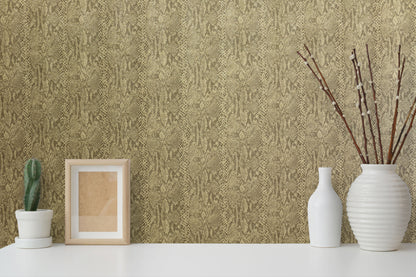 Vinyl wallcovering with Python Mylar pattern.