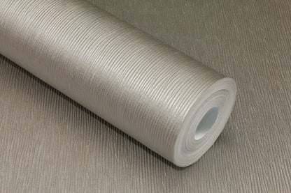 Gray vinyl wallpaper textured with palm fiber pattern and gloss finish, modern wallcovering for living room bedroom and office accent walls, neutral gray textured wallpaper for contemporary and minimalist interiors, durable USA made vinyl wallpaper for luxury home decor and interior design projects.
Vinyl wallcovering with palm-fiber texture and gloss finish (NJ26ATL-1022)
