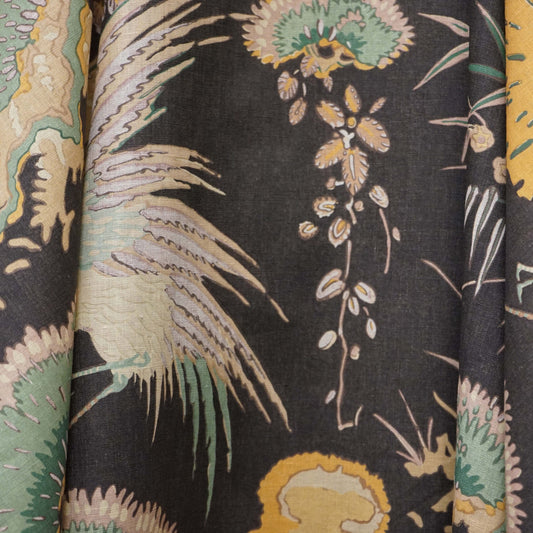 JF Fabrics JF Studio ATRIUM 98 Fabric Toile, Traditional, Novelty, Animal Black, Brown, Mustard  Linen, Print - 9004998 SJ102