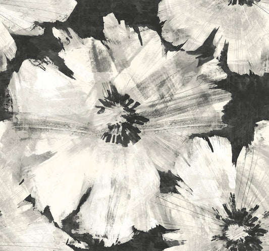 Seabrook Designs Avant Garde Curie Abstract Floral Floral Transitional Black Metallic Sidewall - AV50000