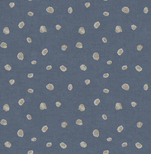 Seabrook Designs Avant Garde Hubble Dots Polka Dots Transitional Blue Metallic Sidewall - AV50602