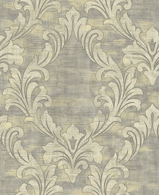 Seabrook Designs Avant Garde Kepler Damask Damask Transitional Grey Metallic Sidewall - AV50708