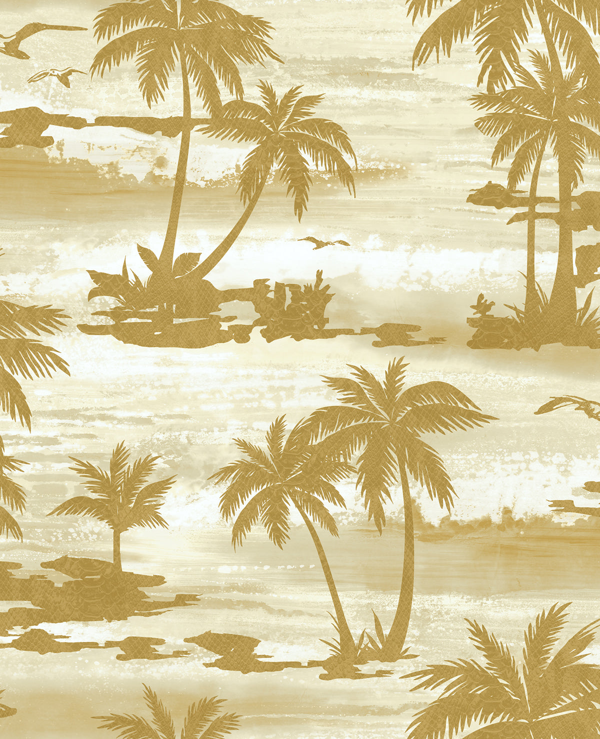 Seabrook Designs Avant Garde Moseley Palm Trees Palm Transitional Gold Matte Sidewall - AV51605