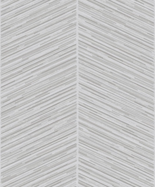 Seabrook Designs  Herringbone Stripe Stripe Modern Metallic Silver , Gray   - AW70707