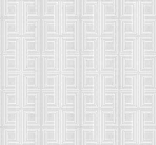 Seabrook Designs  Interlocking Squares Geometric Modern Metallic Pearl , Off-White   - AW71610