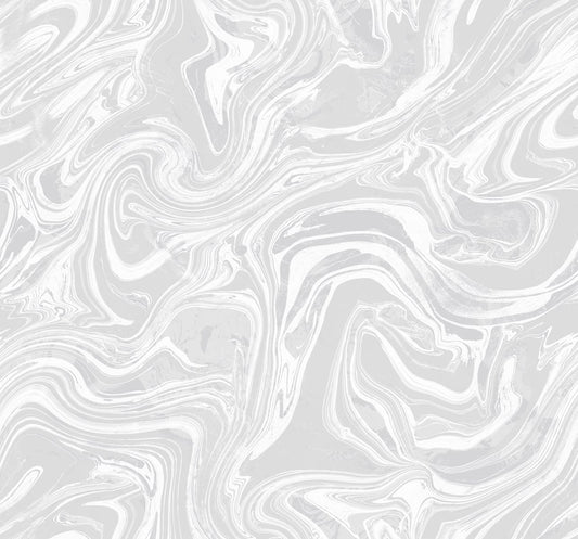 Seabrook Designs  Oil and Water Abstract Modern Silver Glitter , Cream   - AW72020
