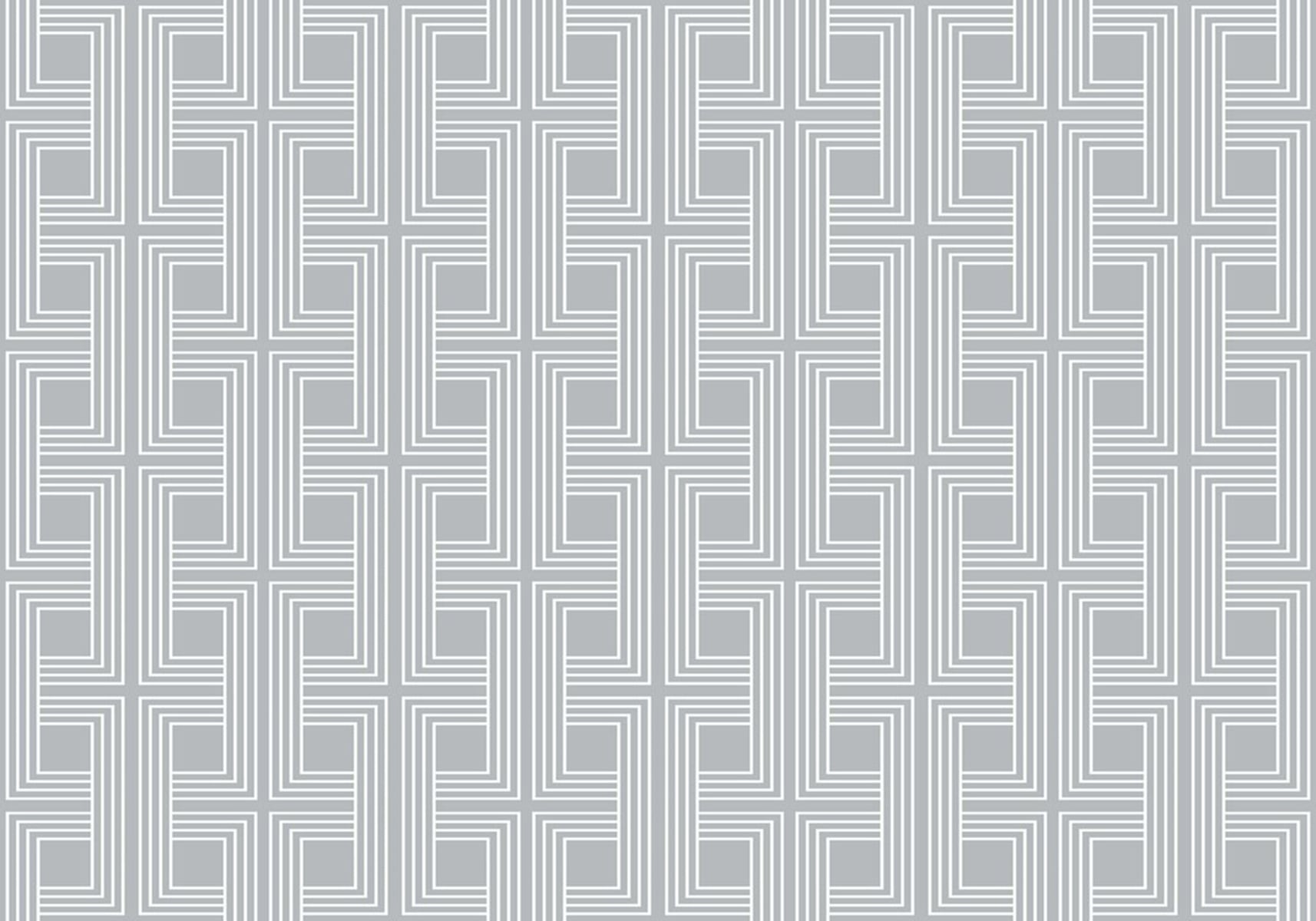 Off-white and metallic-silver interlocking square geometric cork wallcovering.