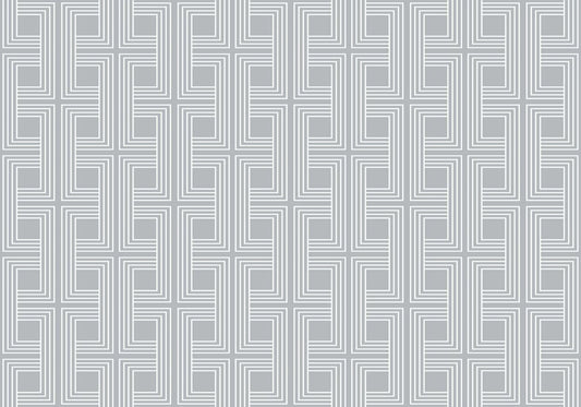 Seabrook Designs  Interlocking Squares Cork Geometric Modern Metallic Silver , Off-White   - AW74827