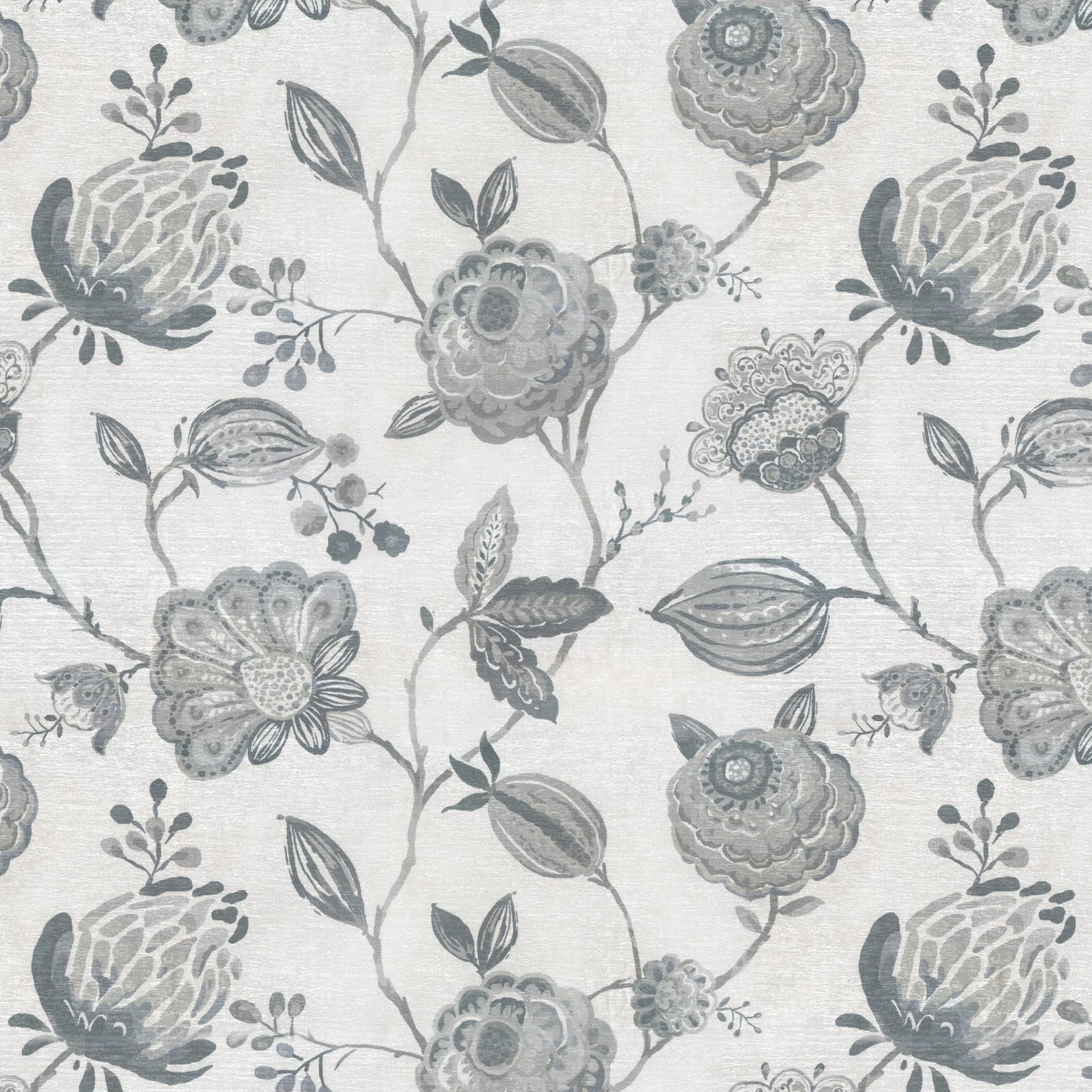 JF Fabrics AWAKEN 65 Fabric Floral,Traditional Blue,Grey  Chenille - 8430465 J8591