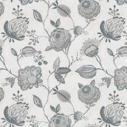 JF Fabrics AWAKEN 65 Fabric Floral,Traditional Blue,Grey  Chenille - 8430465 J8591