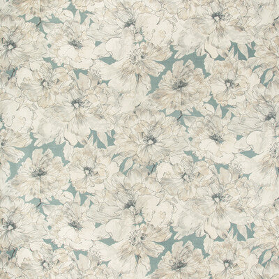 KRAVET COUTURE PRINT  TURQUOISE,BEIGE,GREY   - AYRLIES.35.0