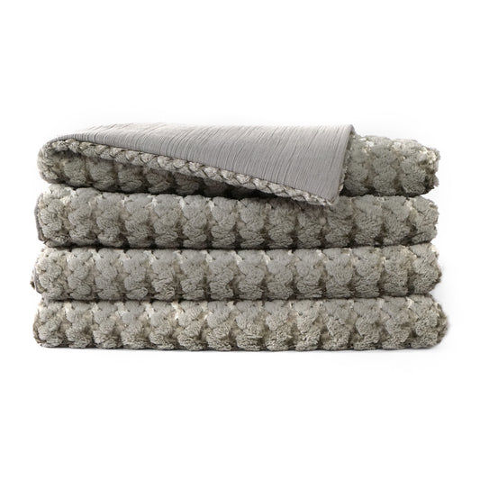 D.V. KAP HOME   52" x 62" Gene (Cord) Throw - Grey Faux Fur    - B-1045-G-CORD