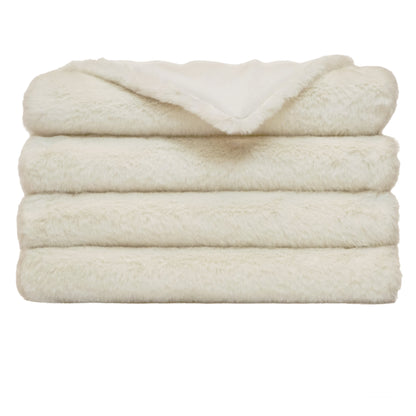 D.V. KAP HOME   52" x 62" Furocious Throw - Cream Faux Fur, Solid    - B-1048-C