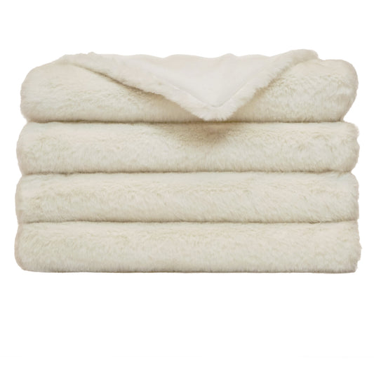 D.V. KAP HOME   52" x 62" Furocious Throw - Cream Faux Fur, Solid    - B-1048-C