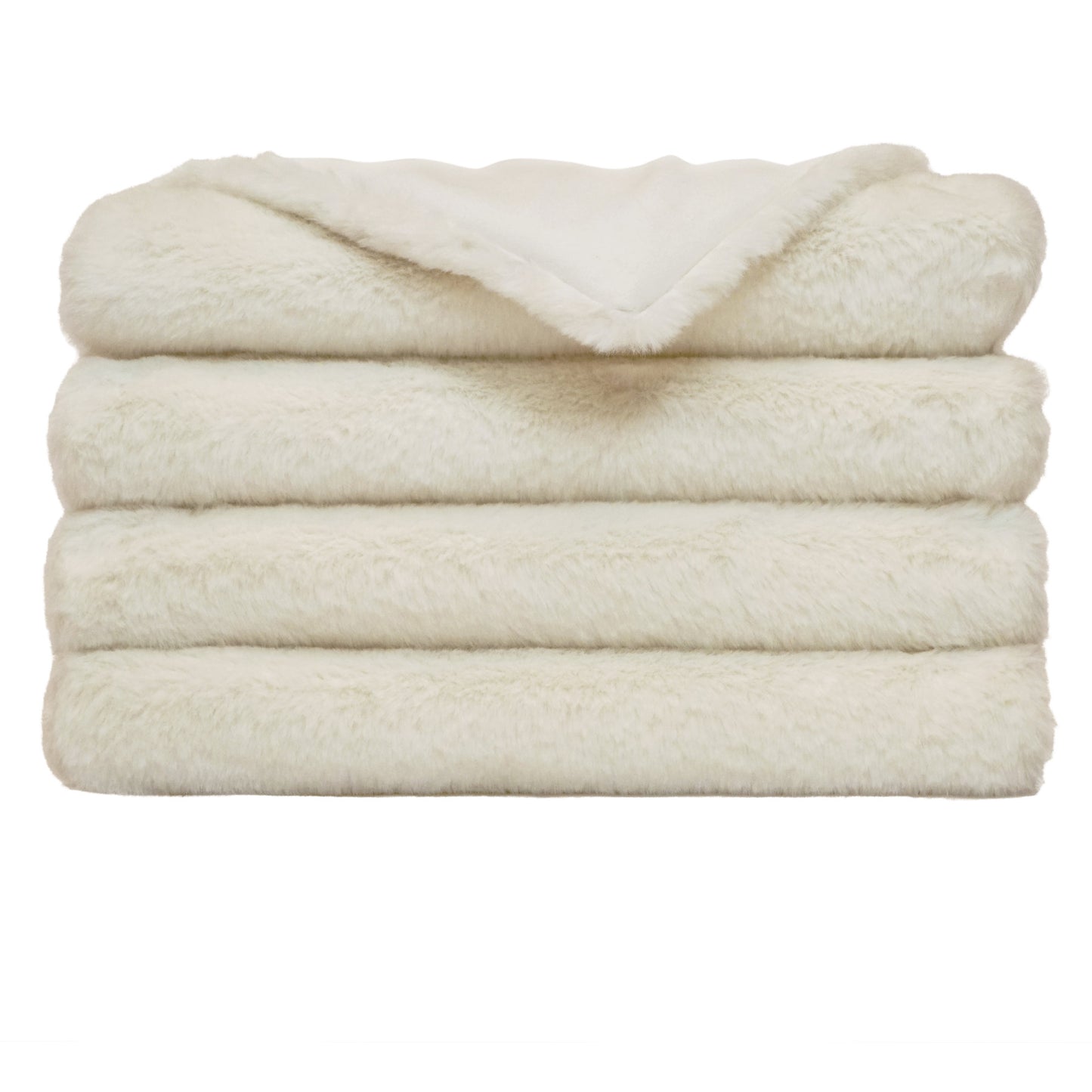 D.V. KAP HOME   52" x 62" Furocious (Cord) Throw - Cream Faux Fur, Solid    - B-1048-C-CORD