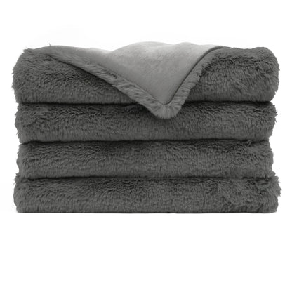D.V. KAP HOME   52" x 62" Furocious Throw - Steel Faux Fur, Solid    - B-1048-ST