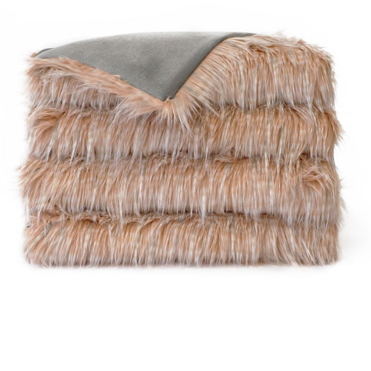 D.V. KAP HOME   52" x 62" Blustery Throw - Rose Faux Fur, Animal    - B-1049-R