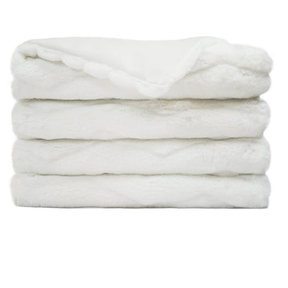 D.V. KAP HOME   52" x 62" Lush Chevron Throw - Snow Faux Fur, Chevron, Solid    - B-1051-S