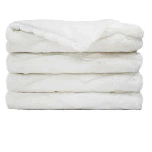 D.V. KAP HOME   52" x 62" Lush Chevron Throw - Snow Faux Fur, Chevron, Solid    - B-1051-S