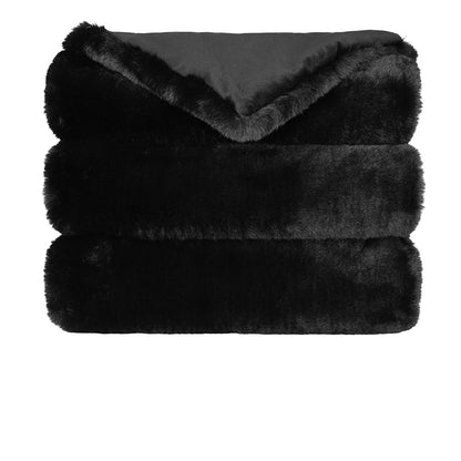 D.V. KAP HOME   52" x 62" Arlo Throw - Black Faux Fur, Solid    - B-1052-B